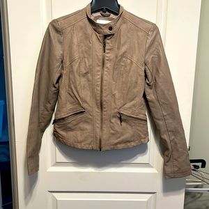 Xhileration faux leather textured jacket Taupe